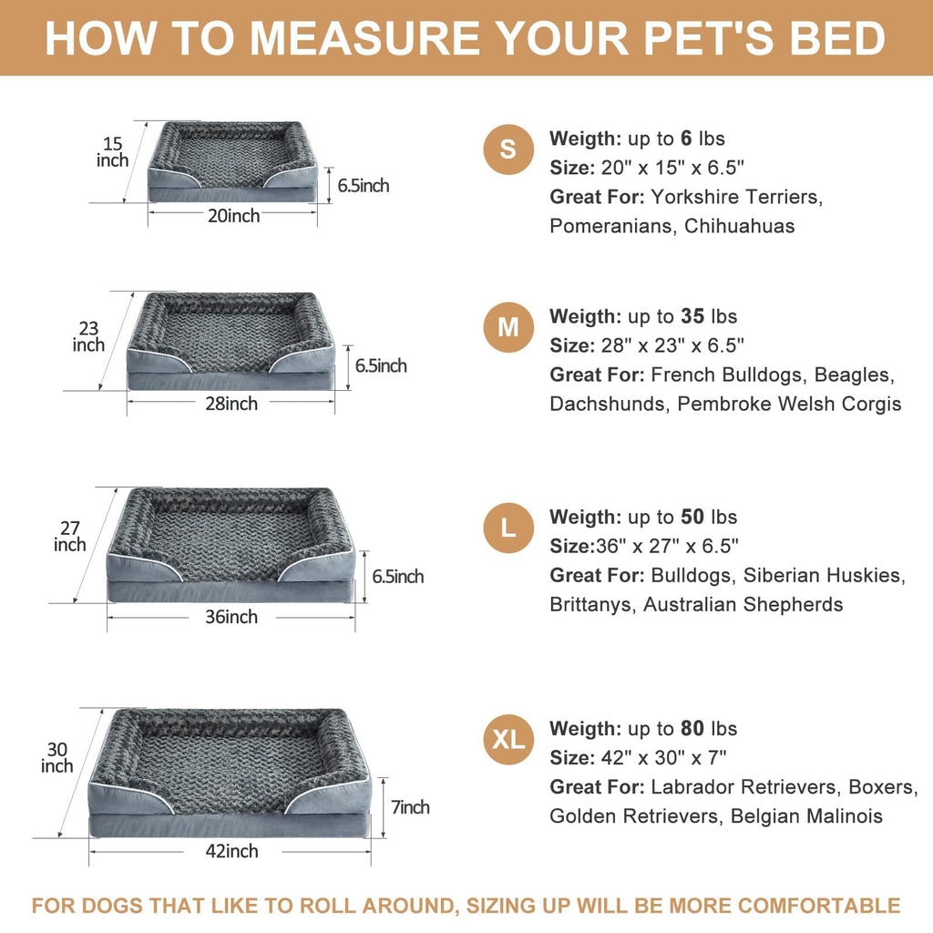 WNPETHOME Large Orthopedic Dog Bed 36x27x6 – Washable, Waterproof Lining, Non-Skid Bottom