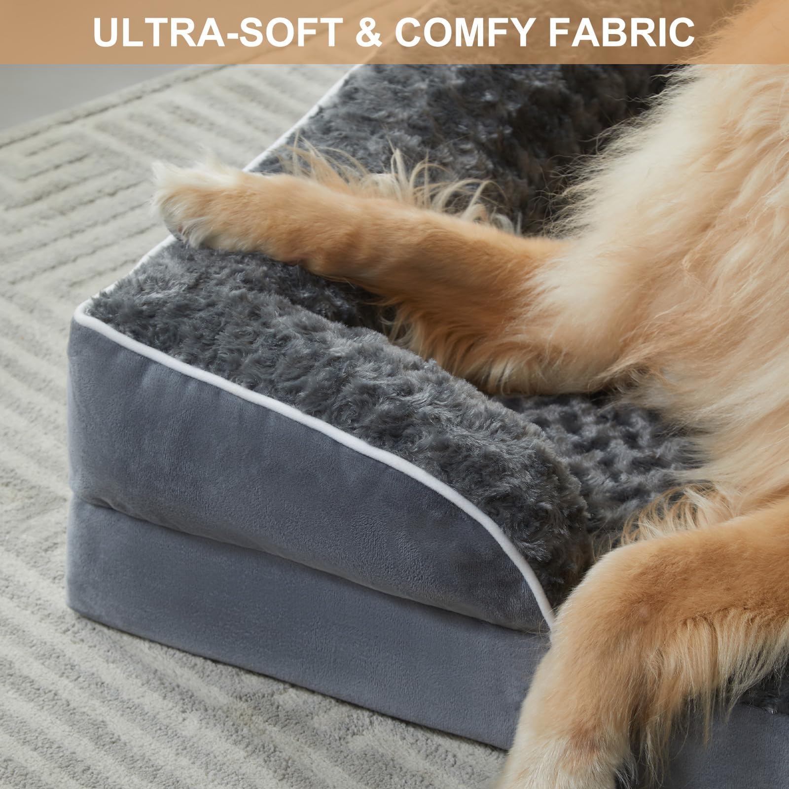 WNPETHOME Large Orthopedic Dog Bed 36x27x6 – Washable, Waterproof Lining, Non-Skid Bottom