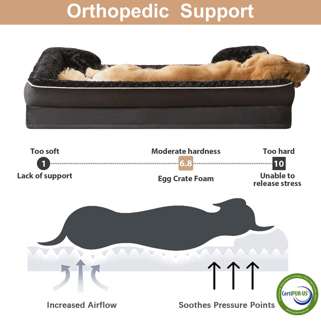 WNPETHOME Large Orthopedic Dog Bed 48x35x7 in — Washable, Waterproof Lining, Non-Skid
