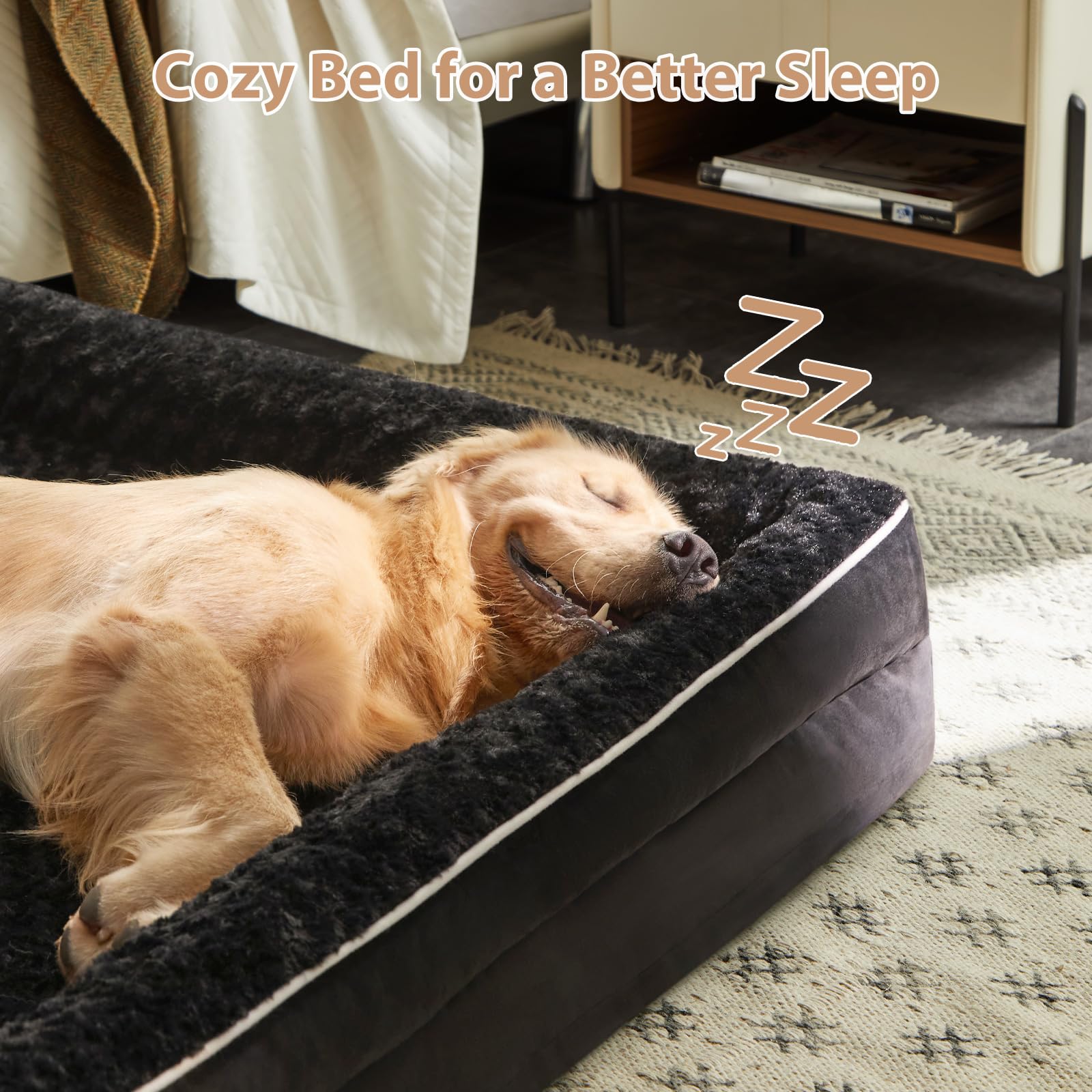 WNPETHOME Large Orthopedic Dog Bed 48x35x7 in — Washable, Waterproof Lining, Non-Skid