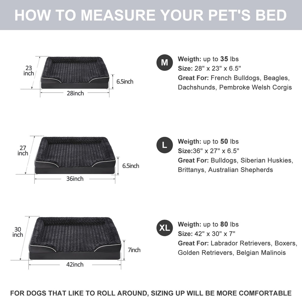 WNPETHOME Large Orthopedic Dog Bed 48x35x7 in — Washable, Waterproof Lining, Non-Skid