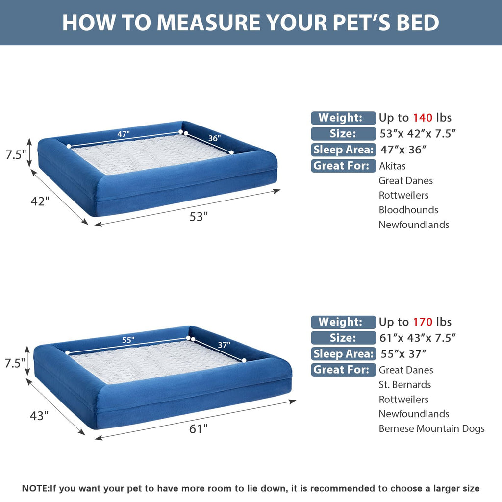 WNPETHOME XXXL Big Dog Bed – Washable Orthopedic Dog Couch with Waterproof Cover