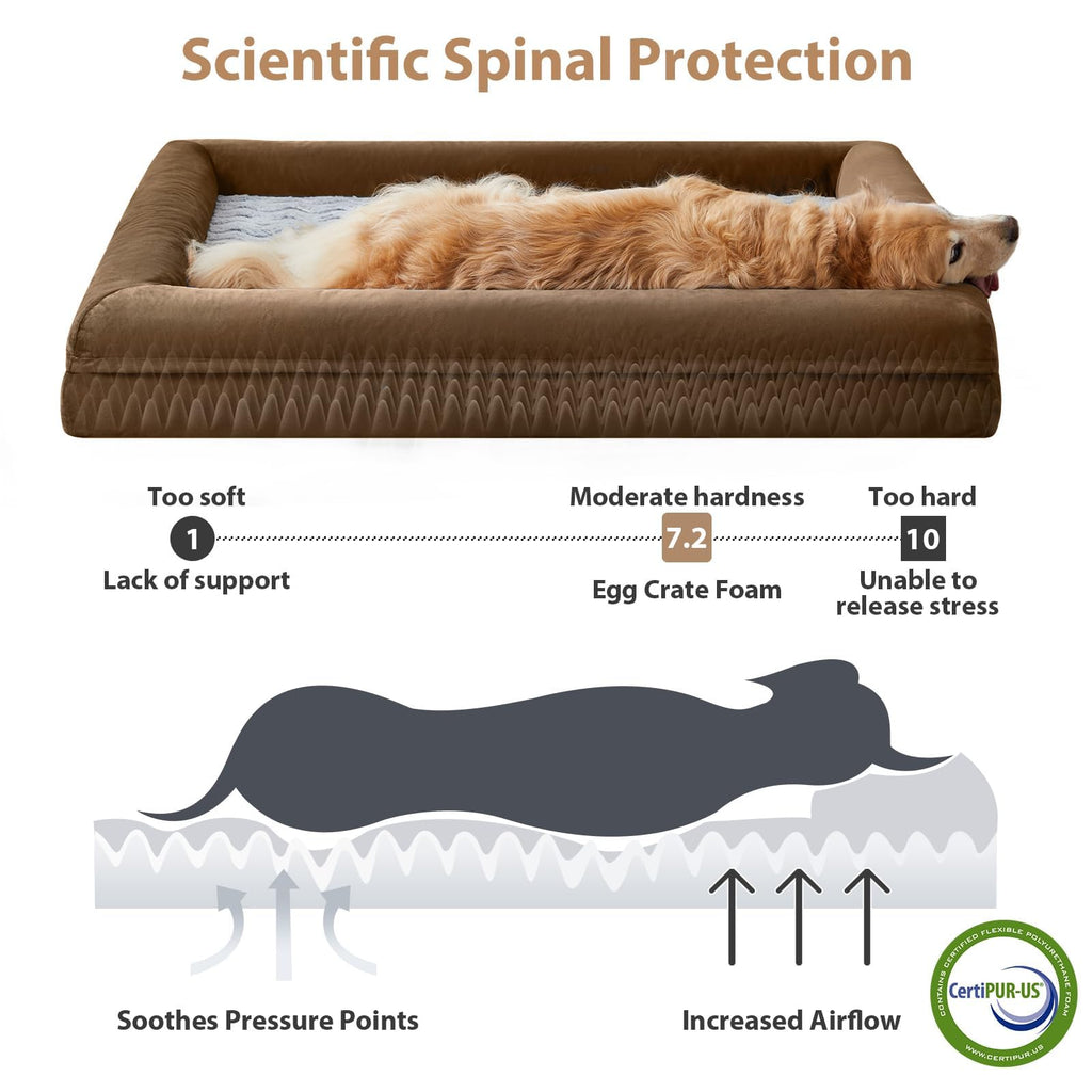 WNPETHOME XXL Extra Large Dog Bed – Orthopedic, Washable Cover with Bolster Sides