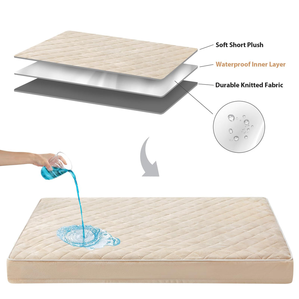 WNPETHOME Orthopedic XL Dog Bed for Crate – Waterproof, Washable Cover, Multi-Needle Quilting