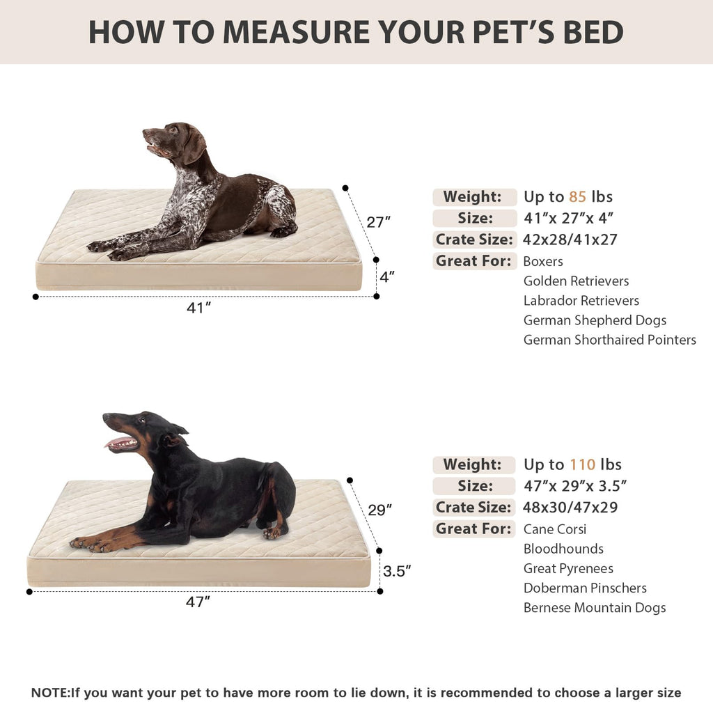 WNPETHOME Orthopedic XL Dog Bed for Crate – Waterproof, Washable Cover, Multi-Needle Quilting