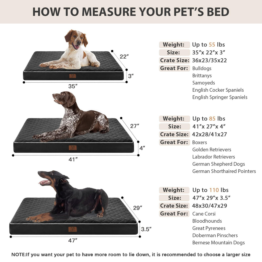 WNPETHOME Orthopedic XXL Dog Bed – Waterproof, Velvet Surface, 47×29×3.5 in