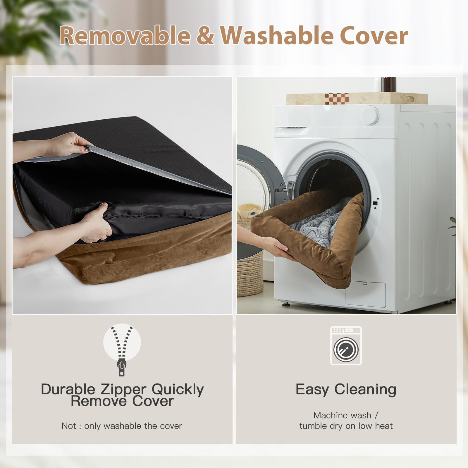 WNPETHOME XXL Extra Large Dog Bed – Orthopedic, Washable Cover with Bolster Sides