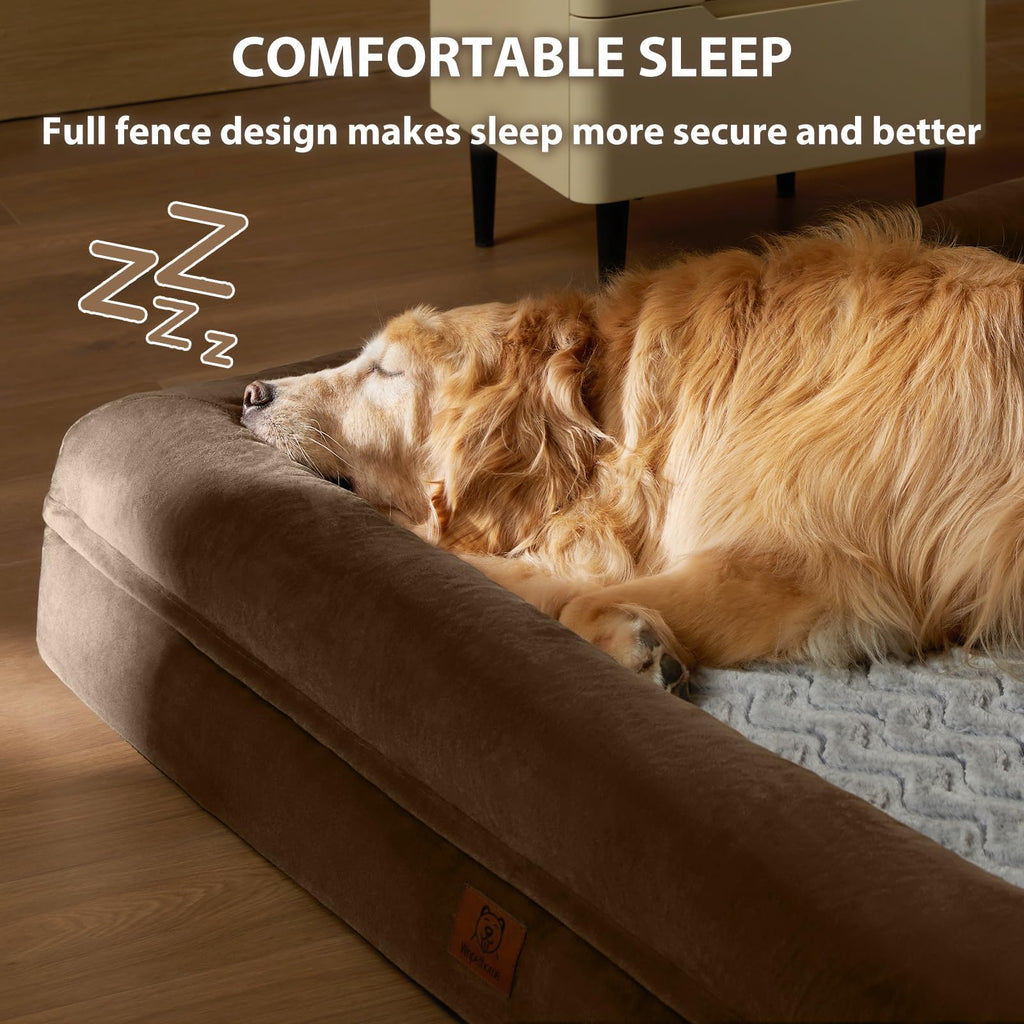 WNPETHOME XXL Extra Large Dog Bed – Orthopedic, Washable Cover with Bolster Sides