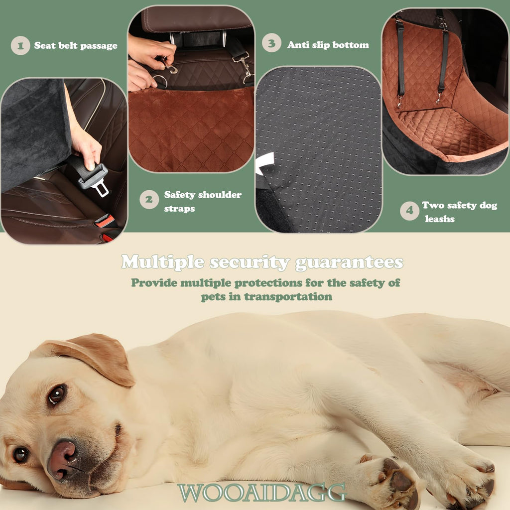Wooaidagg Dog Car Seat for Medium Dogs – Detachable, Washable, Safe Travel Bed