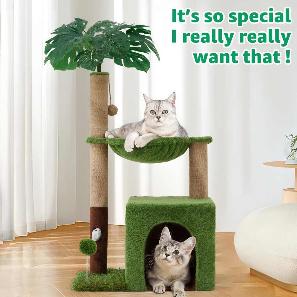 Woochpet 37-In Cat Tree Tower for Indoor Cats — 2-in-1 Multi-Functional Comfort with Premium Sisal Posts