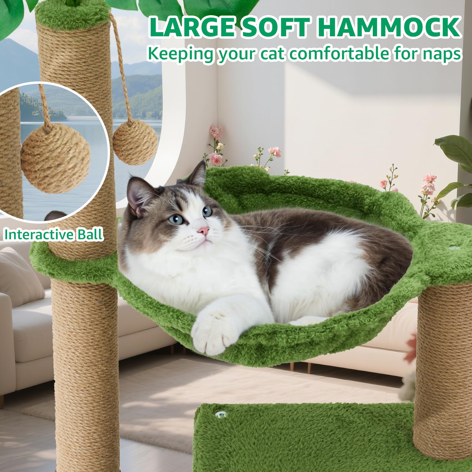 Woochpet 37-In Cat Tree Tower for Indoor Cats — 2-in-1 Multi-Functional Comfort with Premium Sisal Posts