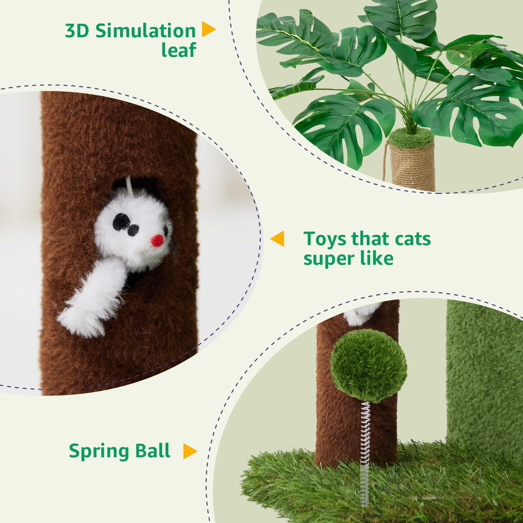 Woochpet 37-In Cat Tree Tower for Indoor Cats — 2-in-1 Multi-Functional Comfort with Premium Sisal Posts