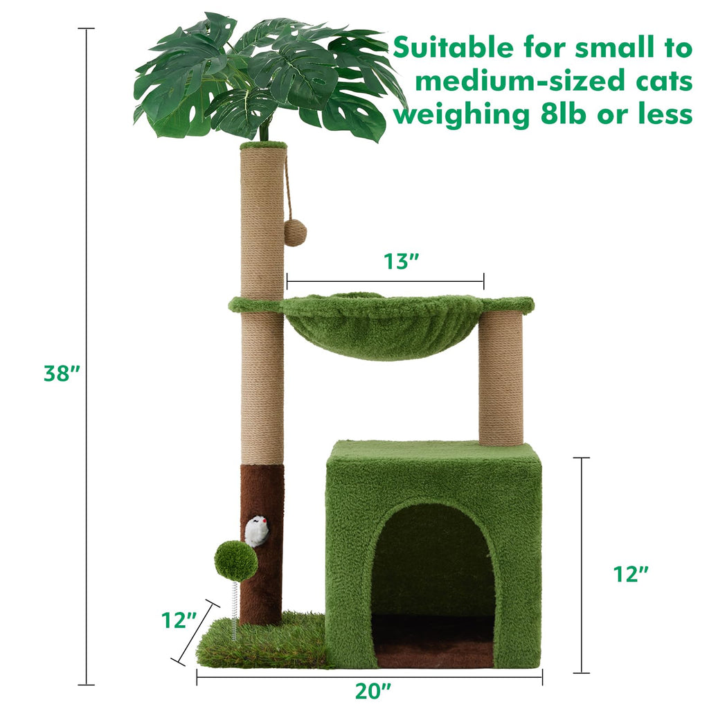 Woochpet 37-In Cat Tree Tower for Indoor Cats — 2-in-1 Multi-Functional Comfort with Premium Sisal Posts
