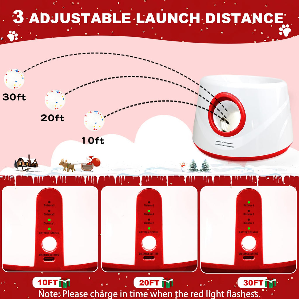 Wortade Automatic Ball Launcher for Dogs – 3 Distances (19, 32, 45 ft), 6 Balls (2.2”), Rechargeable
