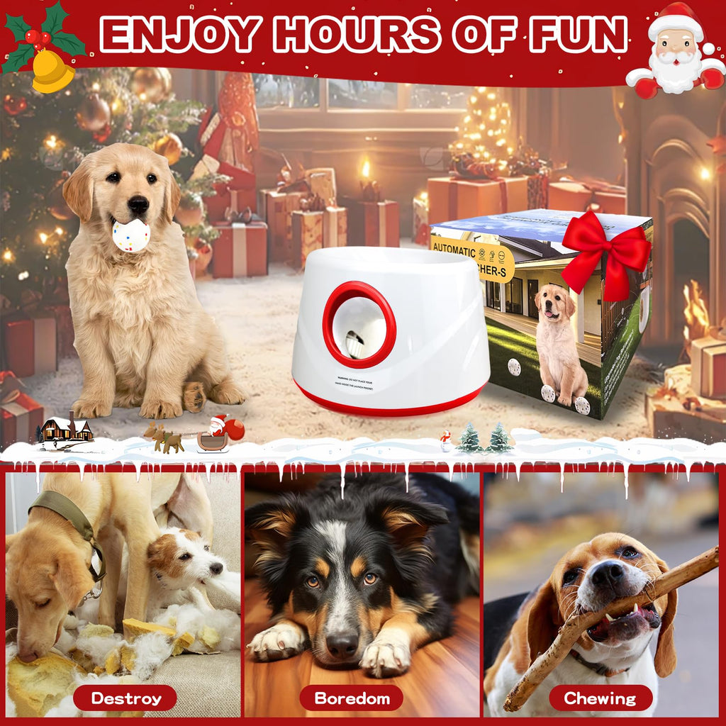 Wortade Automatic Ball Launcher for Dogs – 3 Distances (19, 32, 45 ft), 6 Balls (2.2”), Rechargeable
