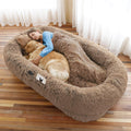 WROS Human Dog Bed – Large Washable Faux Fur Bed for You & Pets | Khaki
