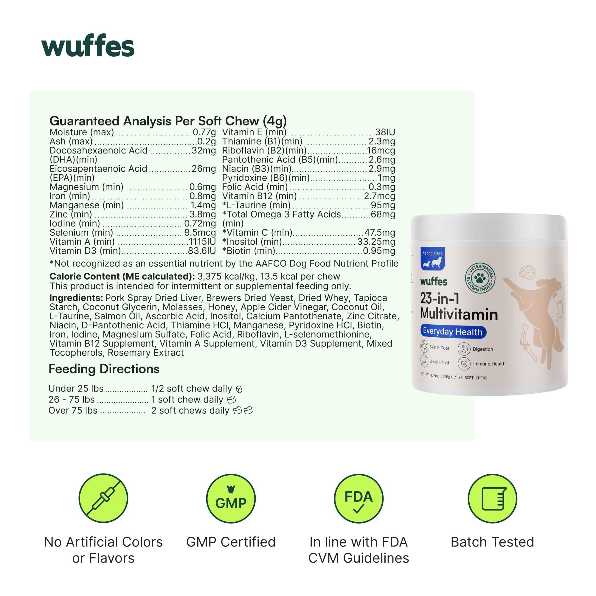 Wuffes 23-in-1 Chewable Dog Multivitamin Bundle – 2 Pack, 60 Count for Small & Large Breeds
