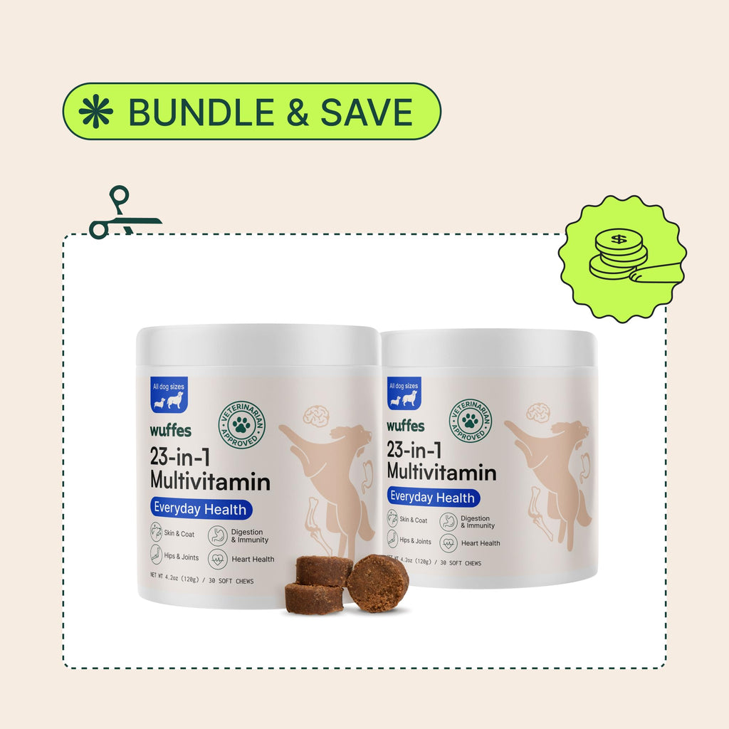 Wuffes 23-in-1 Chewable Dog Multivitamin Bundle – 2 Pack, 60 Count for Small & Large Breeds
