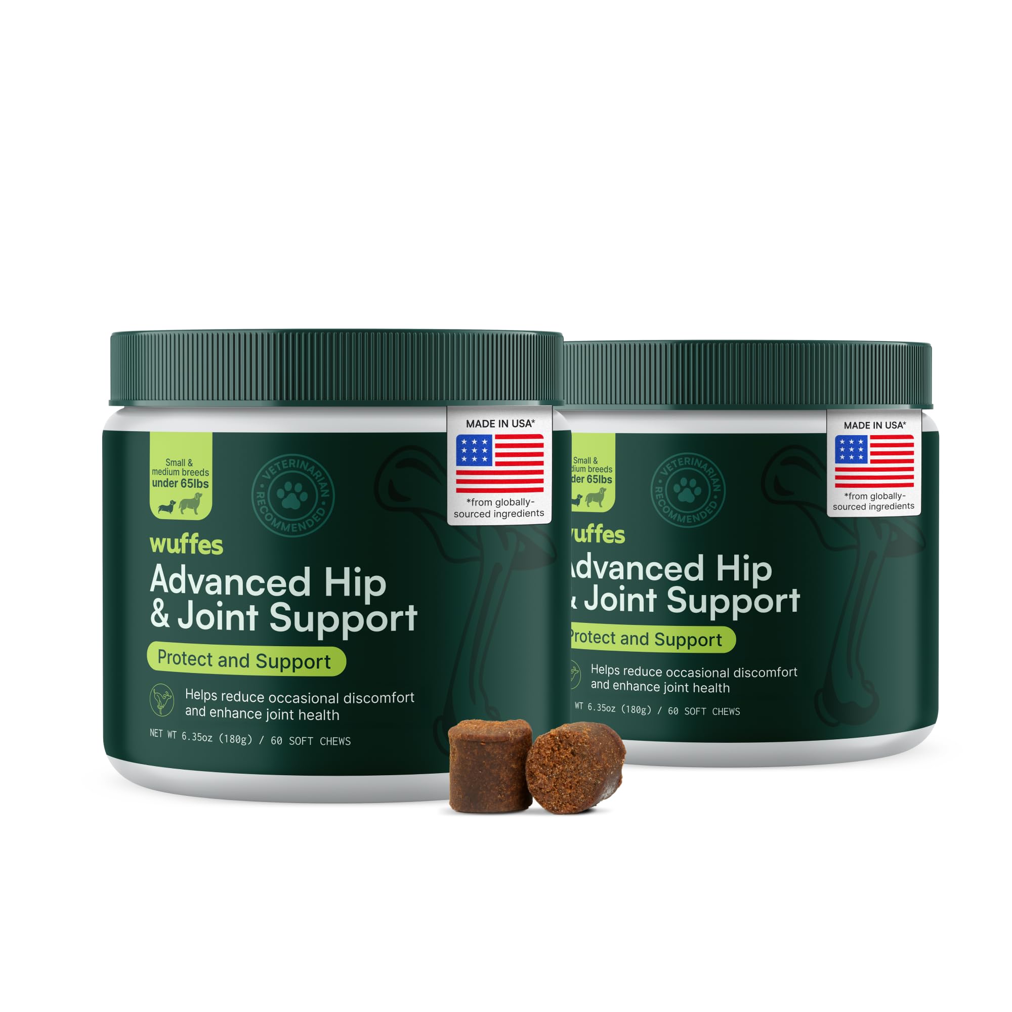 Wuffes Advanced Hip & Joint Chews for Small Dogs – Pork Flavor
