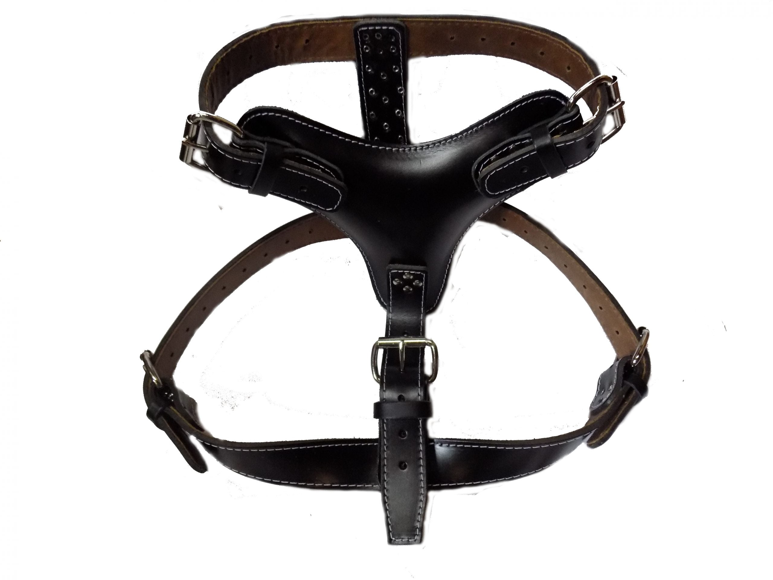 Extra Large Heavy Duty Black Plain Leather Dog Harness