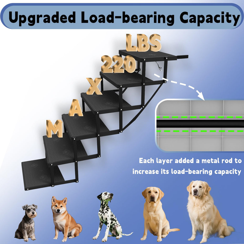YACONA Dog Stairs for Car — 6-Step Heavy-Duty Car Steps for Large Dogs
