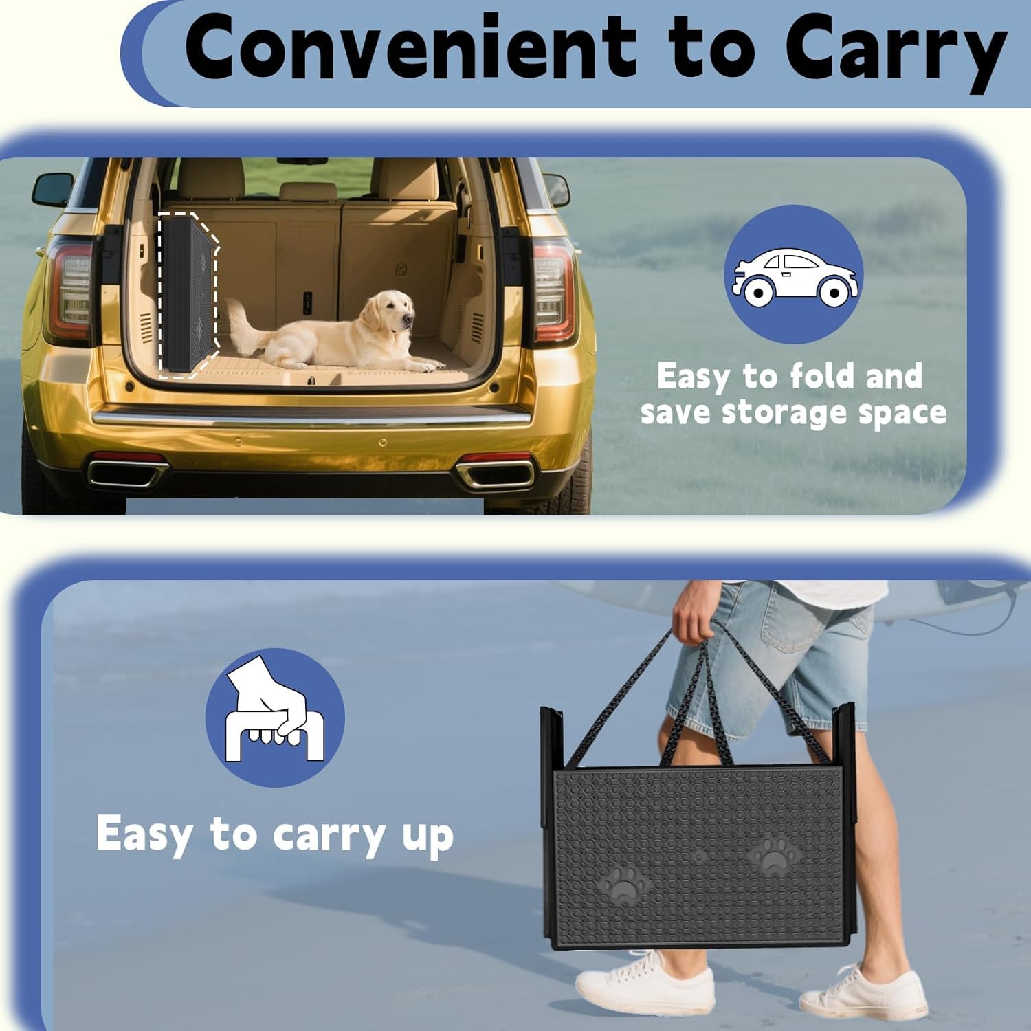 YACONA Dog Stairs for Car — 6-Step Heavy-Duty Car Steps for Large Dogs