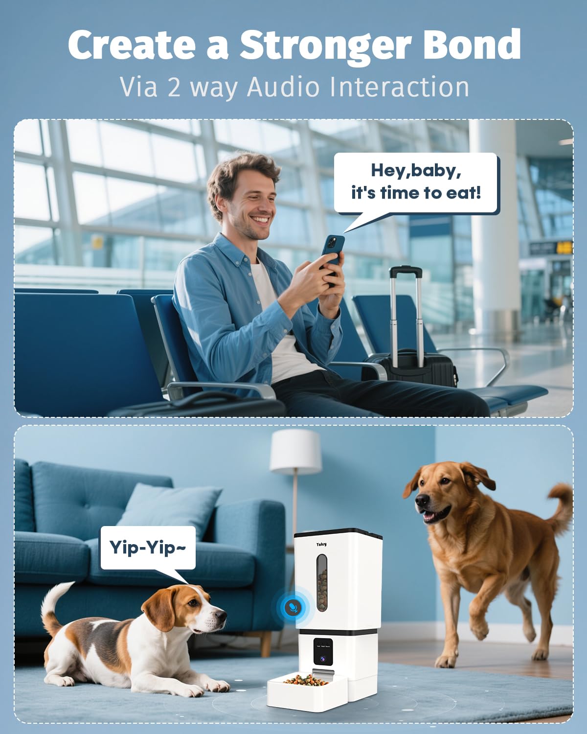 Yakry Automatic Dog Feeder Large Breed with Camera – 12L, 50 Cups, 5G WiFi App Control