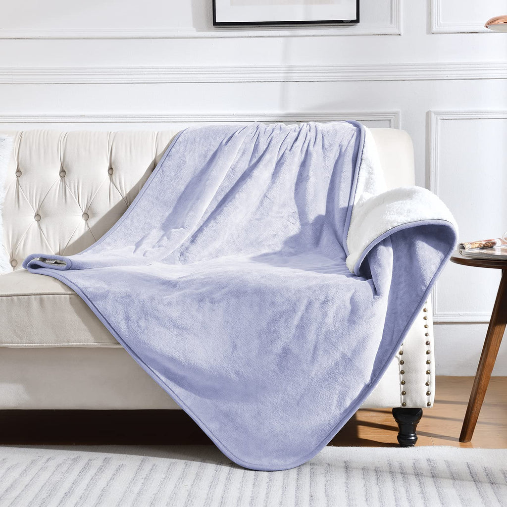 Yaning Waterproof Blanket for Bed, Couch & Sofa — Reversible Sherpa Fleece, Lilac 60x80