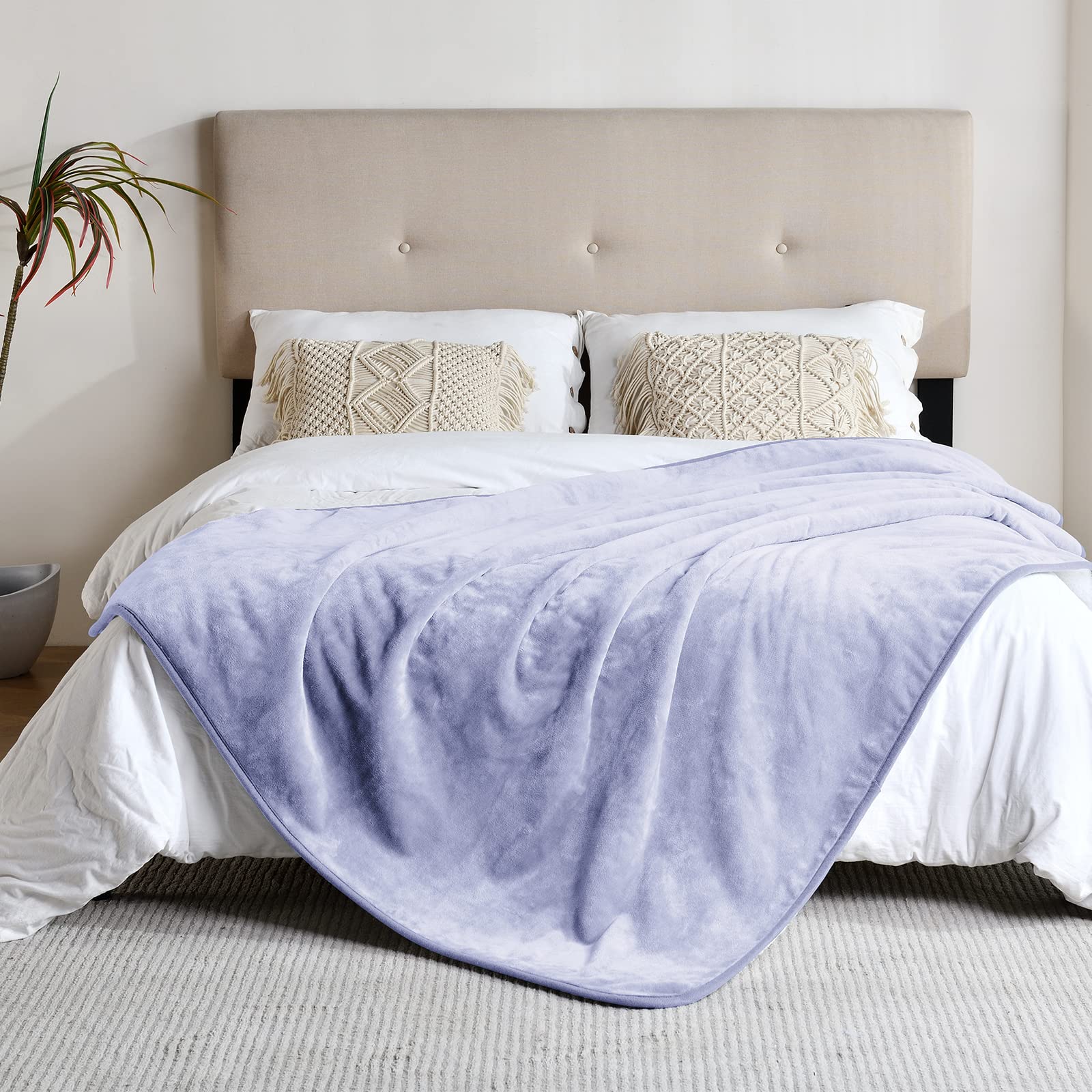 Yaning Waterproof Blanket for Bed, Couch & Sofa — Reversible Sherpa Fleece, Lilac 60x80