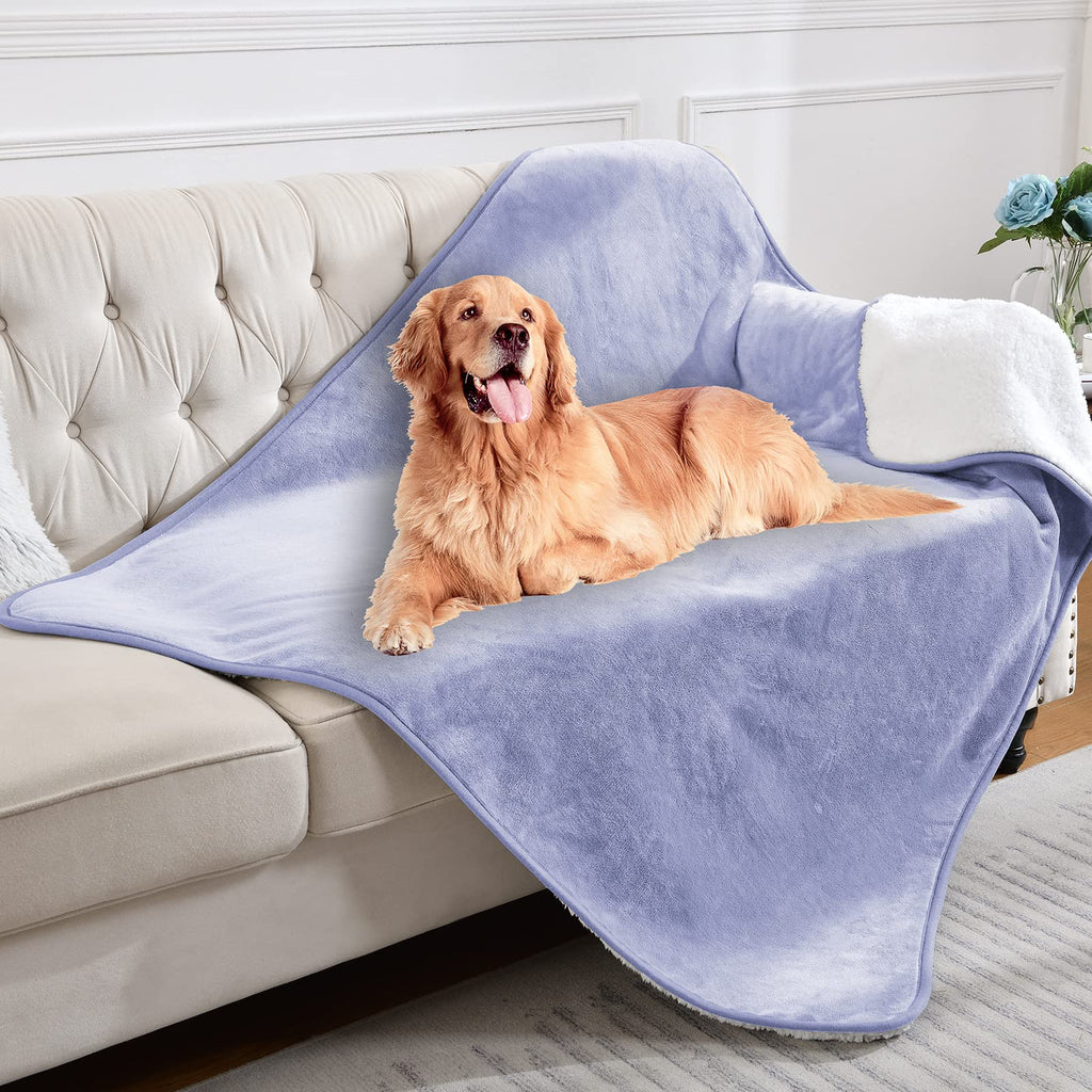 Yaning Waterproof Blanket for Bed, Couch & Sofa — Reversible Sherpa Fleece, Lilac 60x80