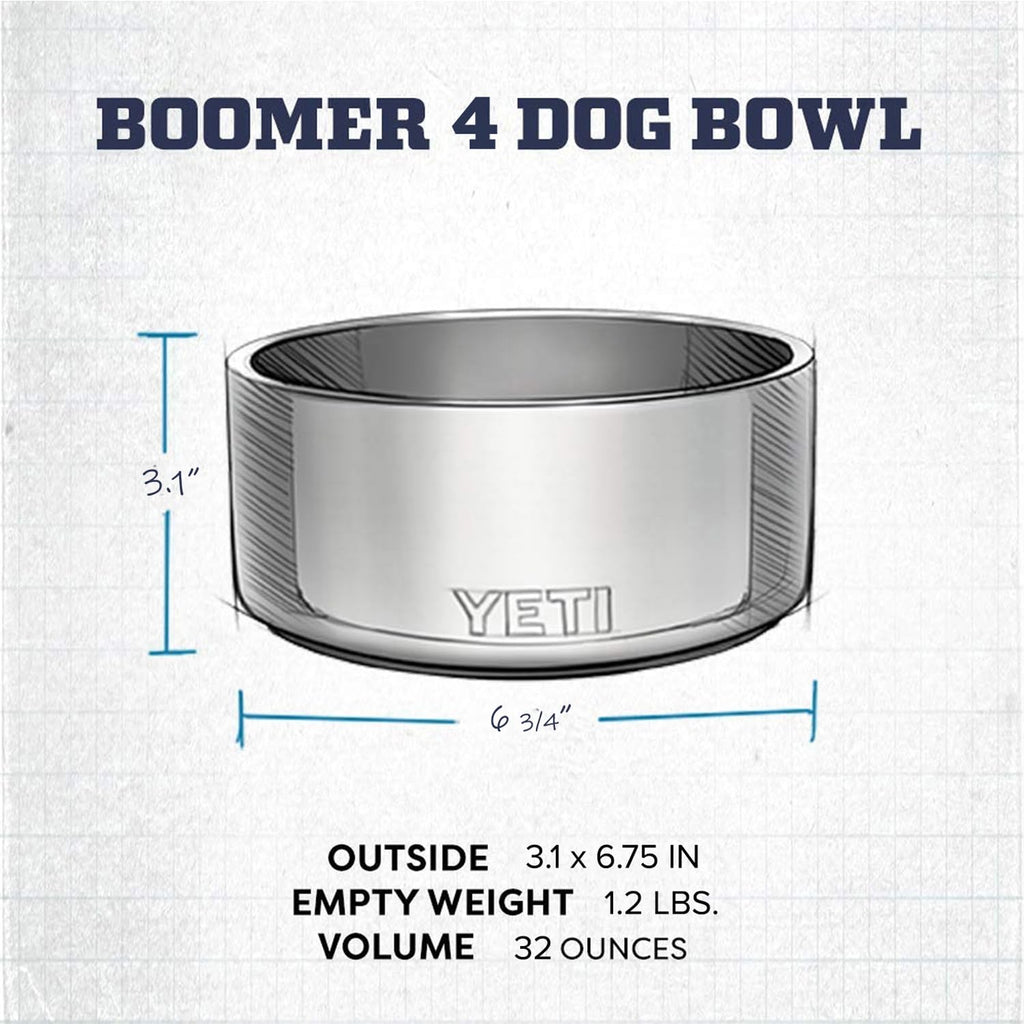 YETI Boomer 4 Dog Bowl – 32 oz Stainless Steel, Non-Slip, Tropical Pink