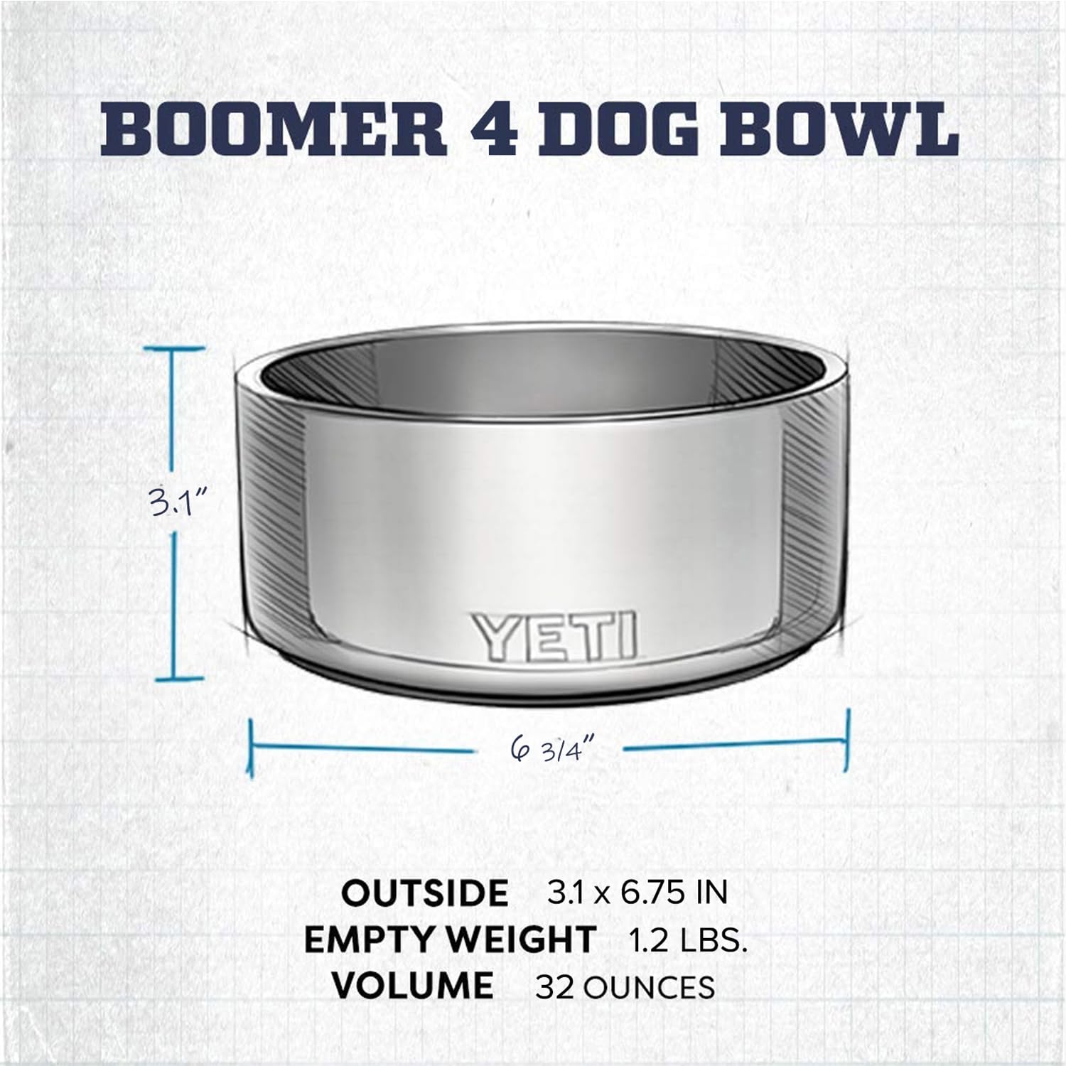 YETI Boomer 4 Dog Bowl – 32 oz Stainless Steel, Non-Slip, Tropical Pink