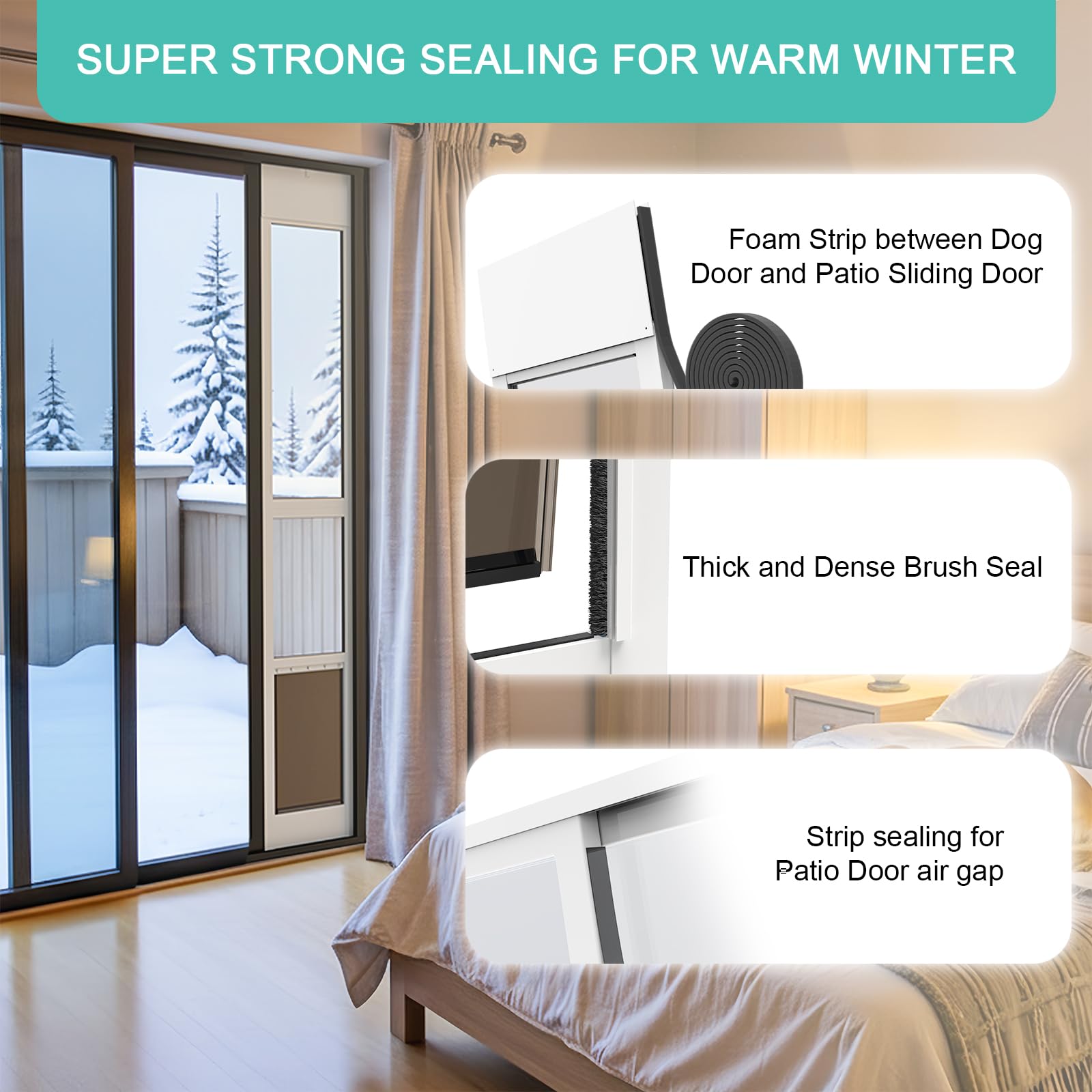 YGNNJY Dog Door for Sliding Glass Door – Adjustable Height, Aluminum Frame, Fits Dogs Up to 75 lbs (Size L)