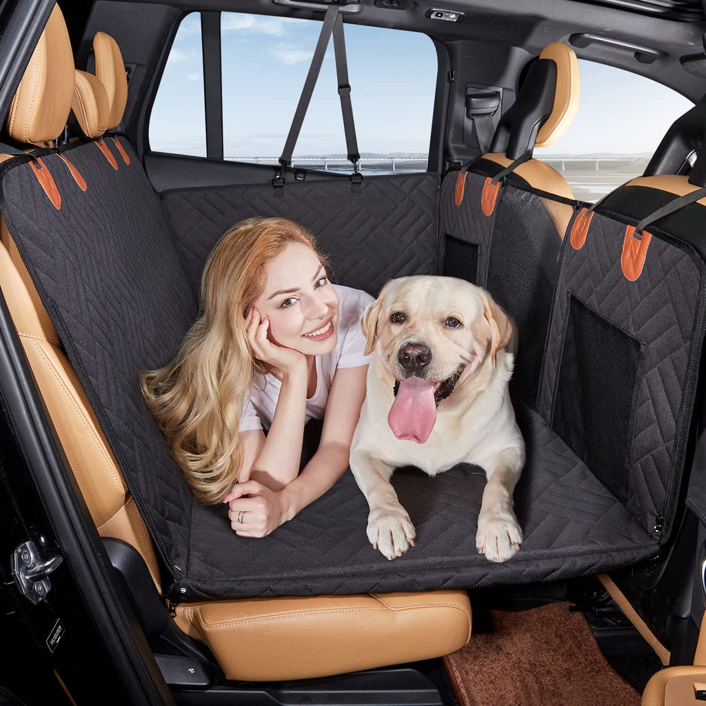 YJGF Back Seat Extender – Car Bed for Dogs, 52x25in Waterproof Dog Seat Cover & Hammock, Universal Fit (Black)