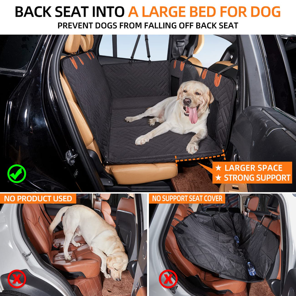 YJGF Back Seat Extender – Car Bed for Dogs, 52x25in Waterproof Dog Seat Cover & Hammock, Universal Fit (Black)