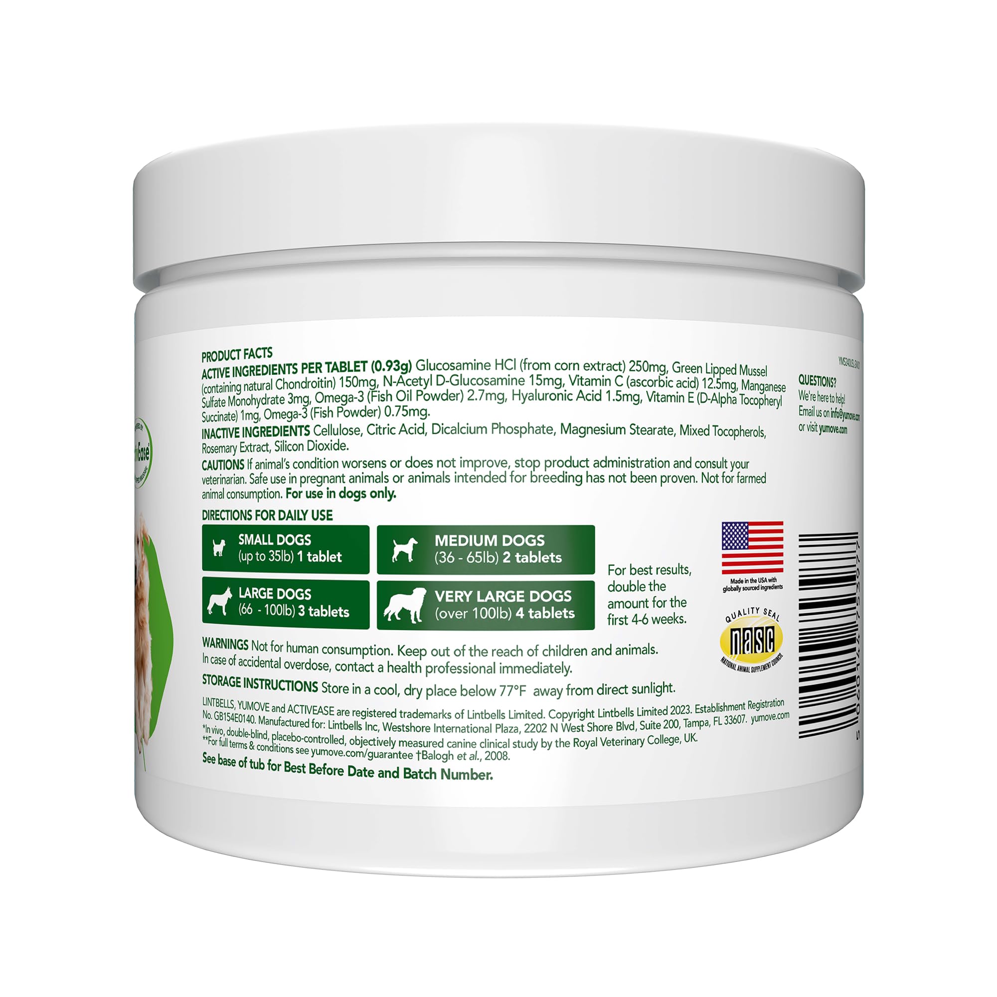 YuMOVE Hip & Joint Supplement for Dogs – Senior Joint Support (240ct Chewable Tablets)