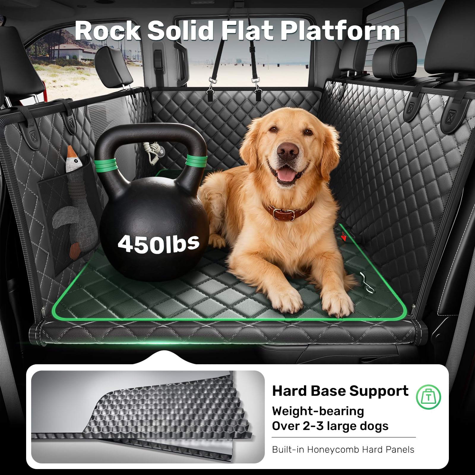 Zanch Heavy-Duty Dog Truck Seat Cover — XL Back Seat Extender, 450 lb Support