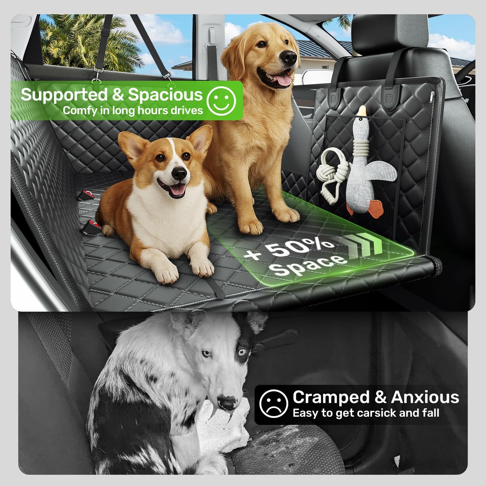 Zanch Heavy-Duty Dog Truck Seat Cover — XL Back Seat Extender, 450 lb Support