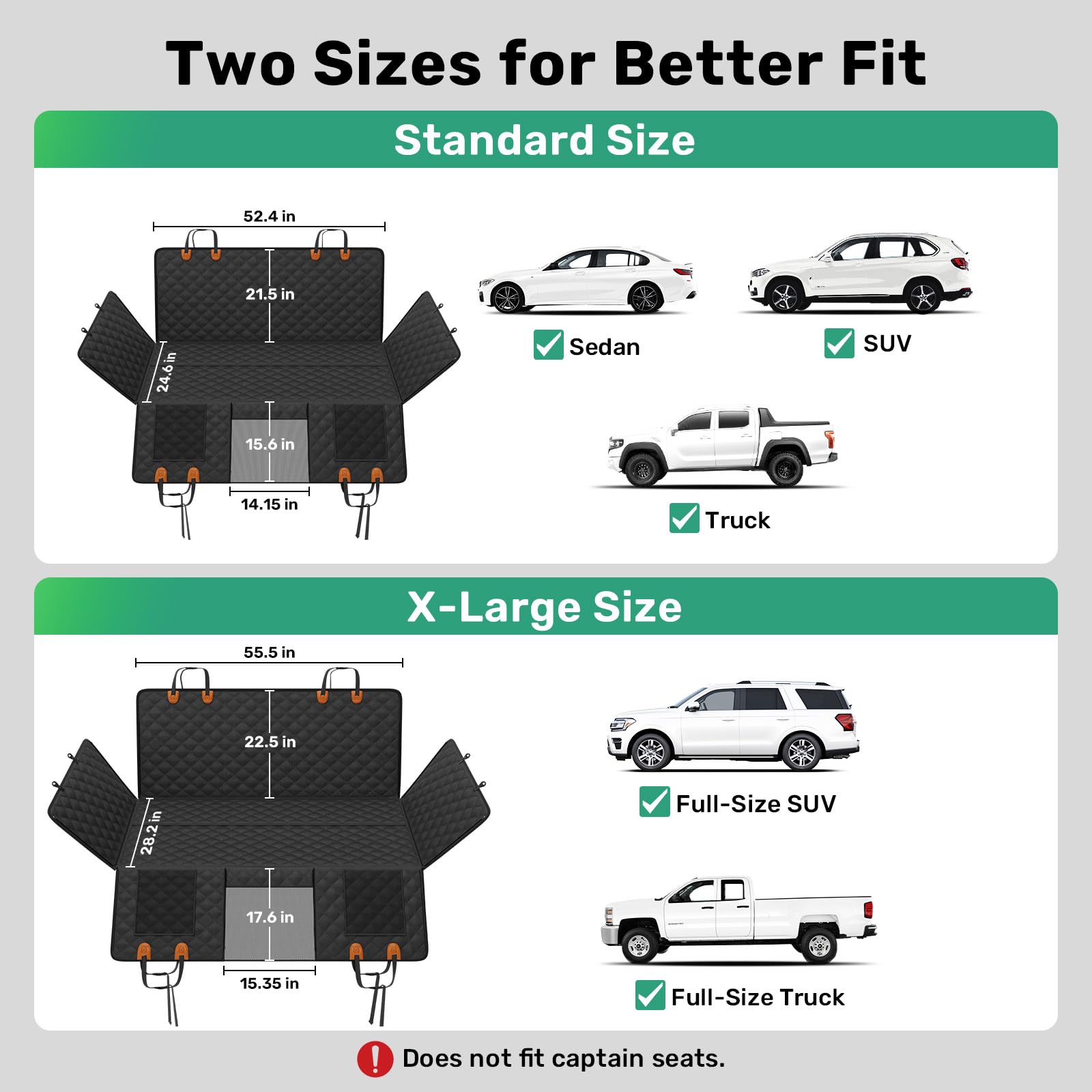 Zanch Heavy-Duty Dog Truck Seat Cover — XL Back Seat Extender, 450 lb Support