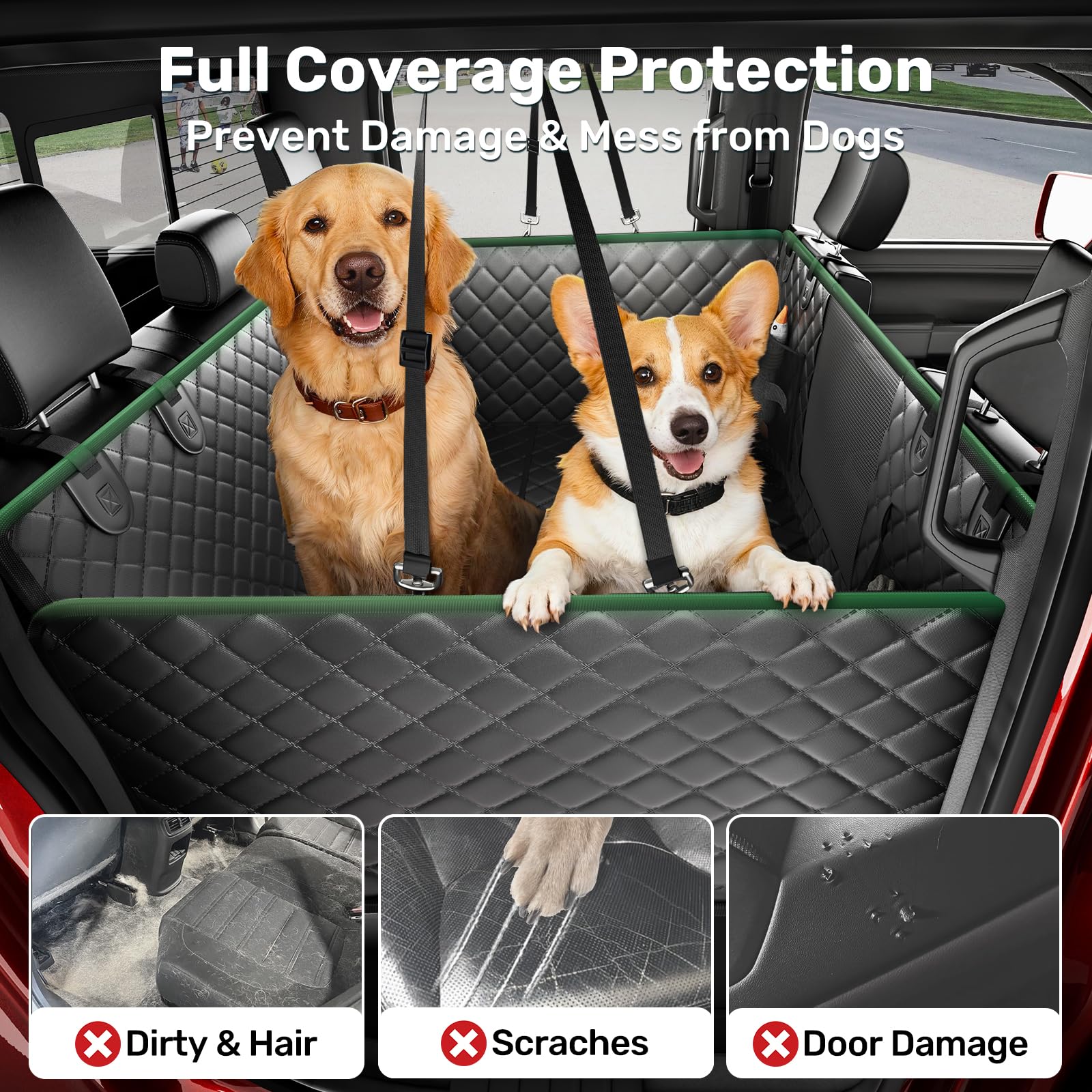 Zanch Heavy-Duty Dog Truck Seat Cover — XL Back Seat Extender, 450 lb Support