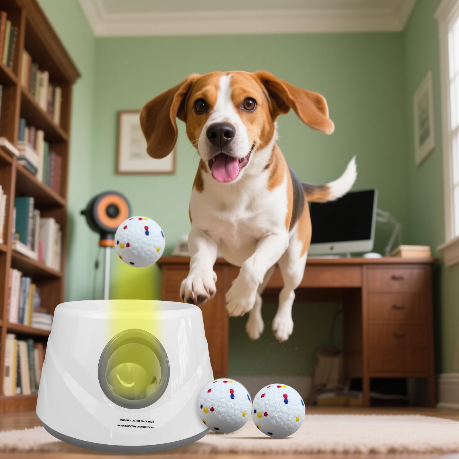 ZAPELL Gary Automatic Ball Launcher for Dogs — 20-45 ft, USB Rechargeable, 6 ETPU Balls