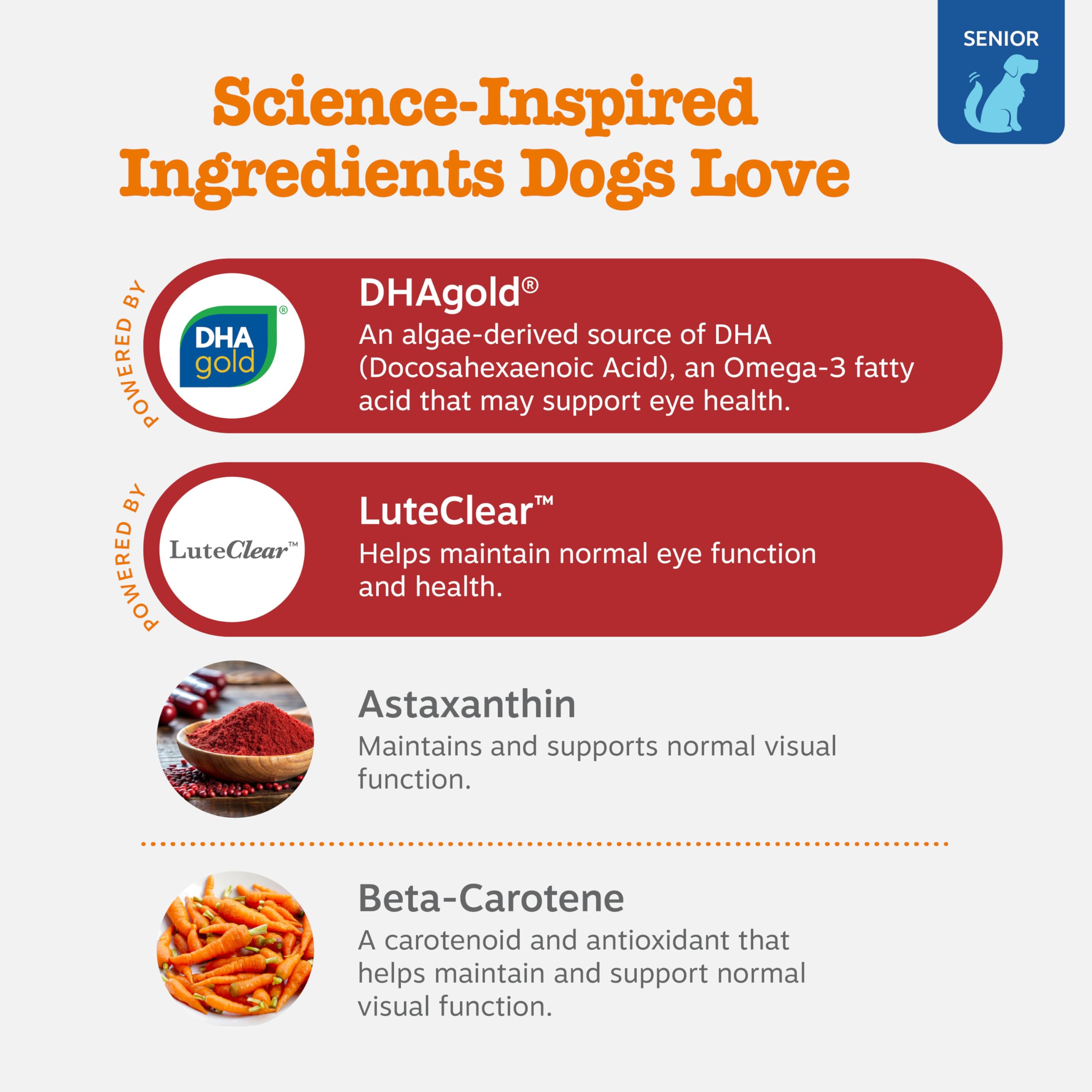 Zesty Paws Eye Supplement for Dogs – Vision Support with Antioxidants & Omega-3, 90 Soft Chews