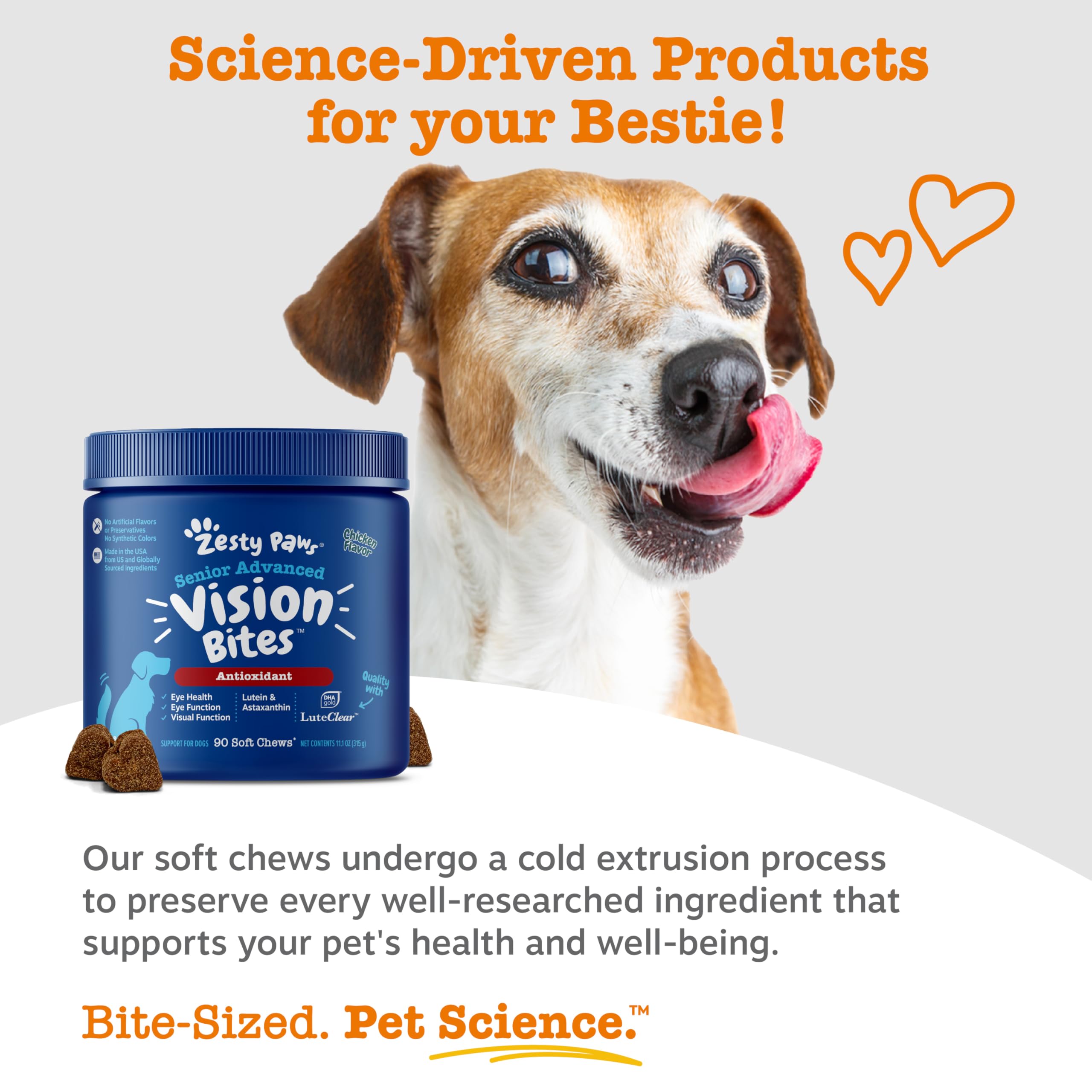 Zesty Paws Eye Supplement for Dogs – Vision Support with Antioxidants & Omega-3, 90 Soft Chews