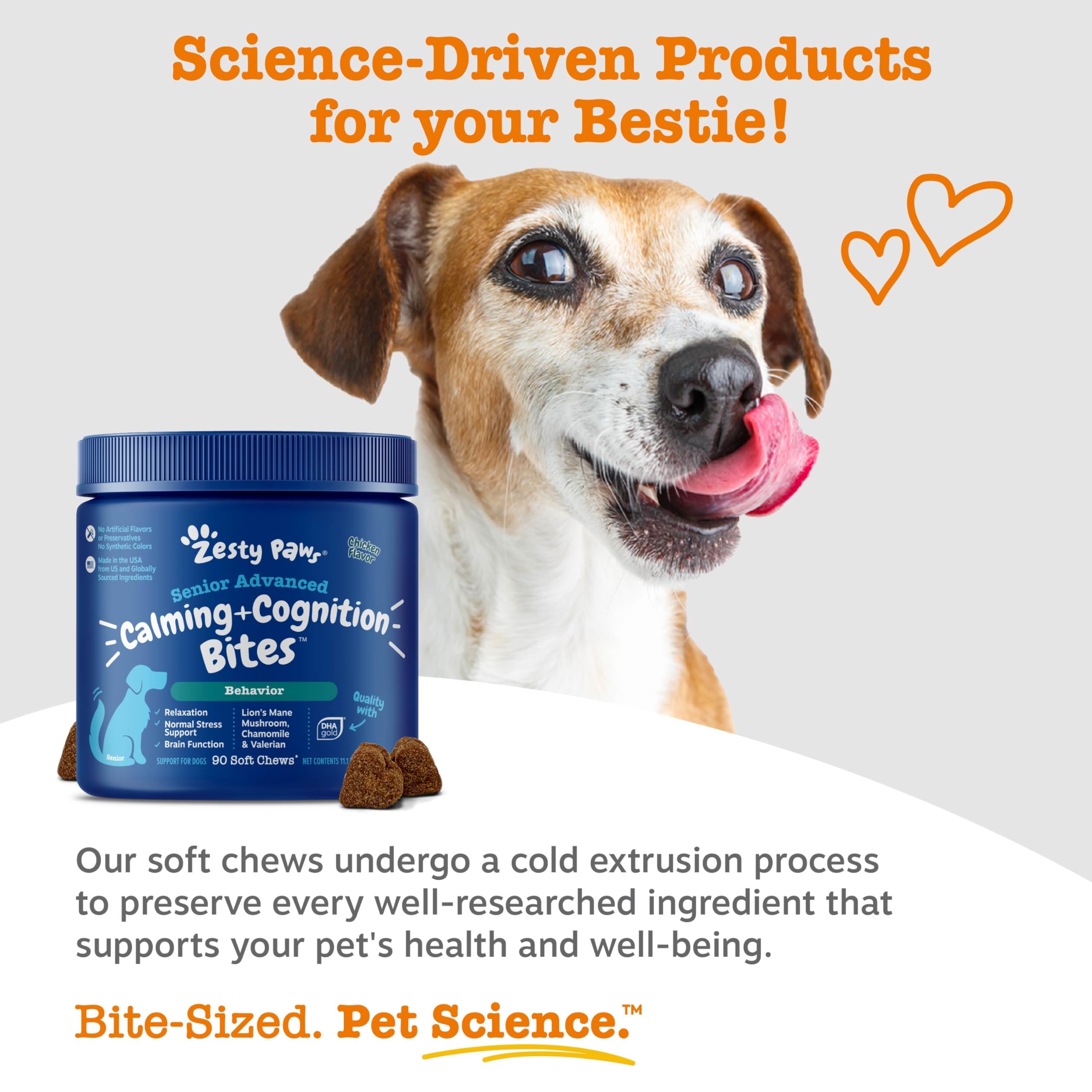 Zesty Paws Senior Advanced Calming & Cognition Soft Chews for Dogs – Brain Health, Nerve Support & Calming