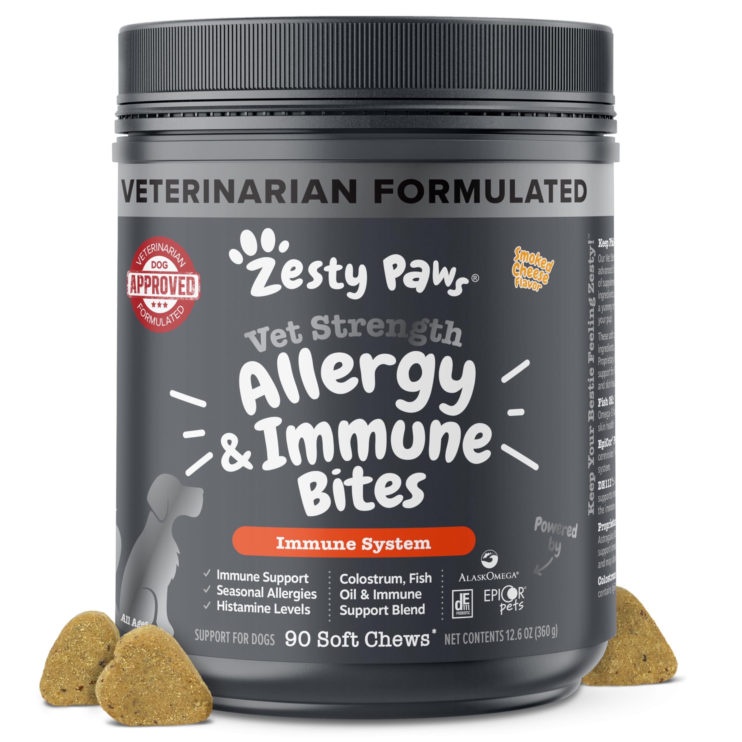 Zesty Paws Vet Strength Dog Allergy Relief Chews — Probiotics for Itchy Skin (90 ct)