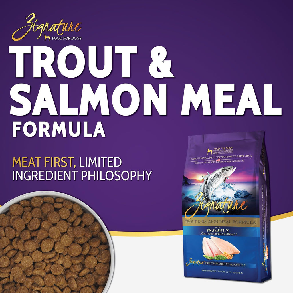 Zignature Trout & Salmon Limited Ingredient Formula Dry Dog Food – 25lb