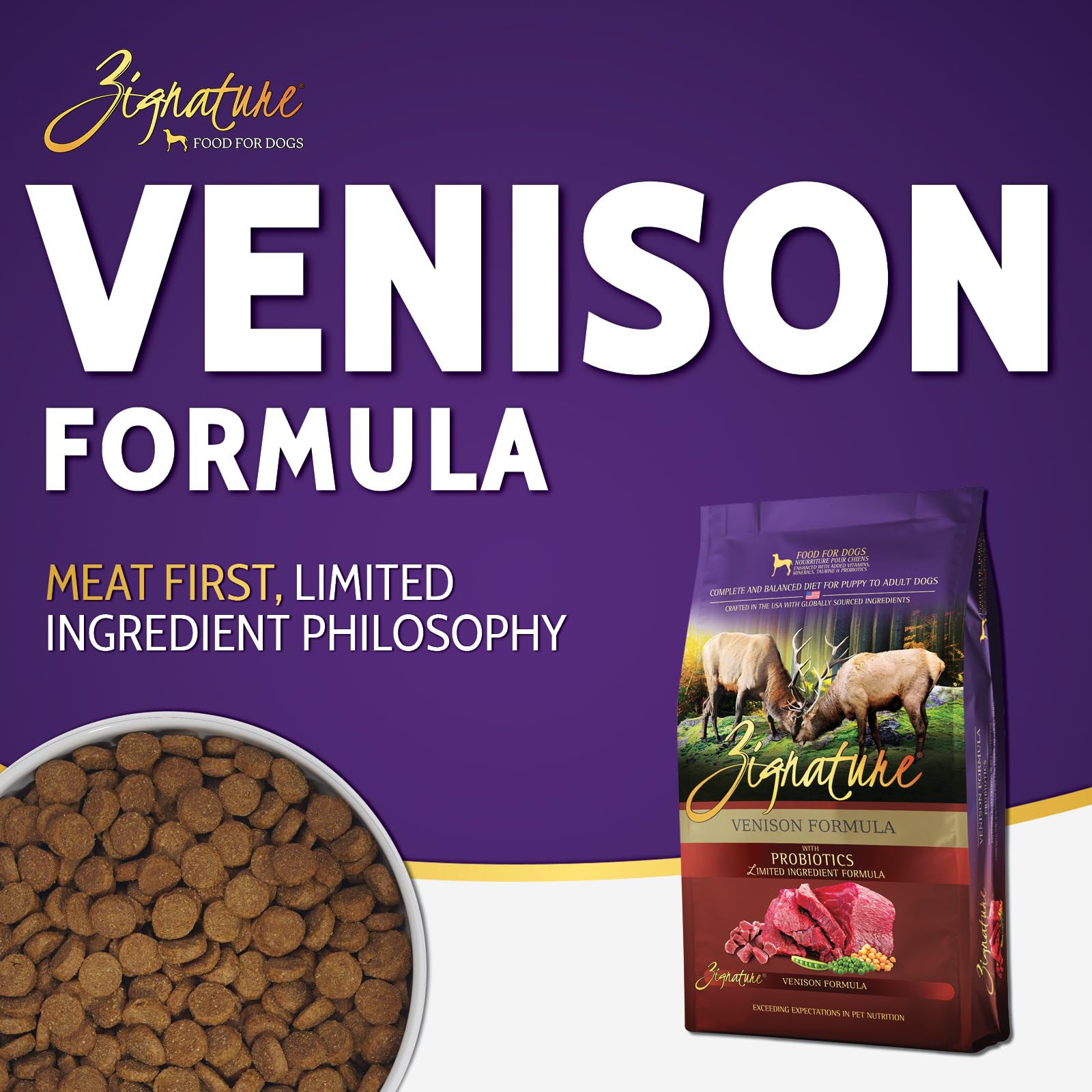Zignature Venison Limited Ingredient Formula Dry Dog Food – 25lb