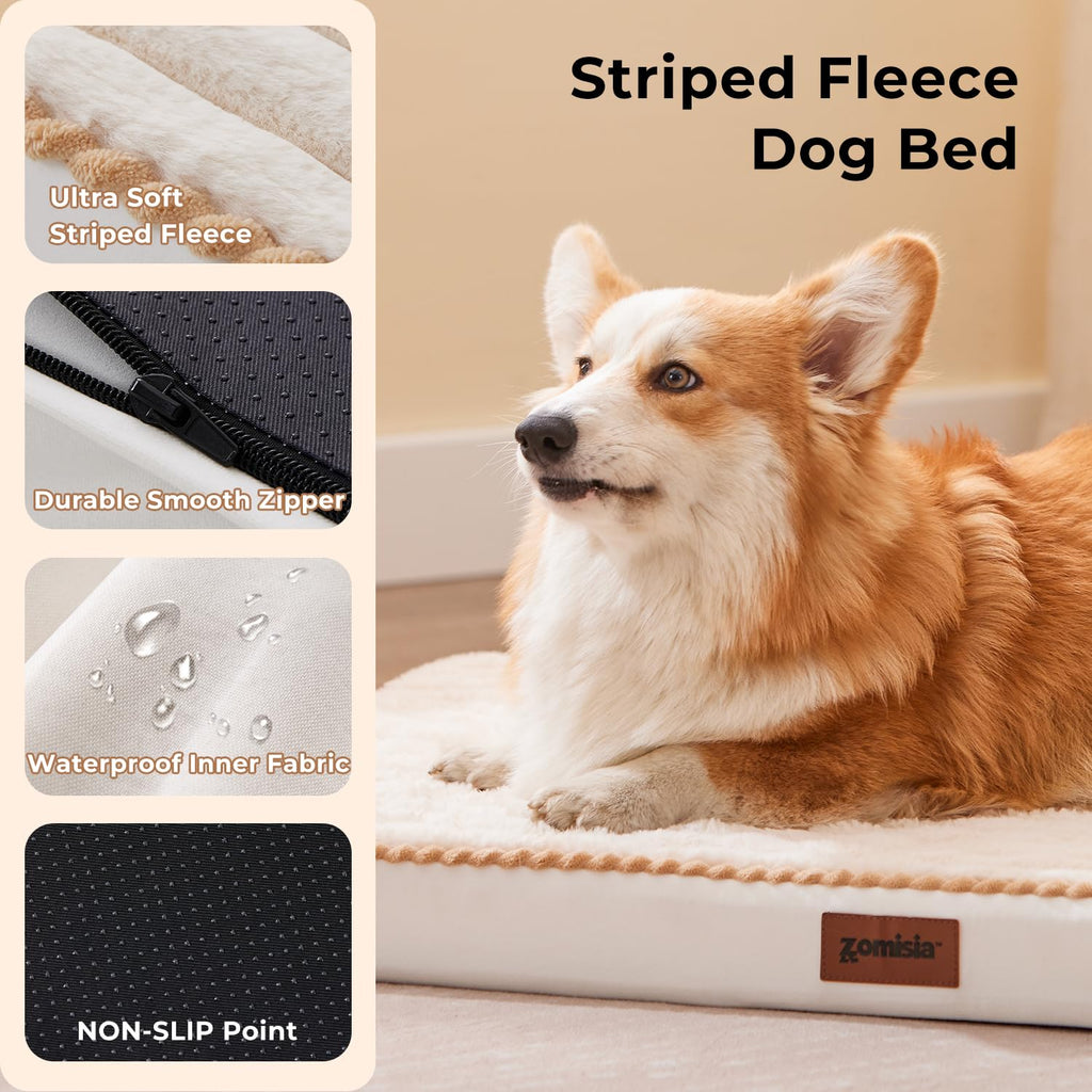 ZOMISIA XXL Dog Bed for Crate (47x29) — Extra Large Orthopedic Bed with Removable Cover